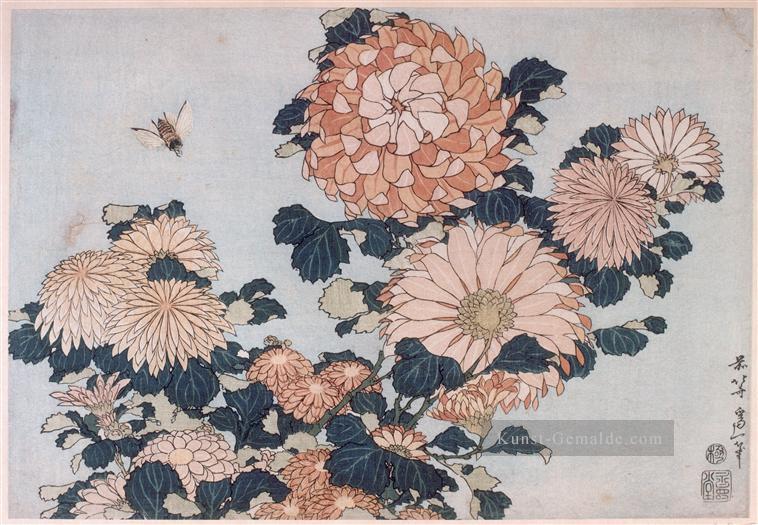 Chrysanthemen und Pferdeflieger Katsushika Hokusai Ukiyoe Ölgemälde